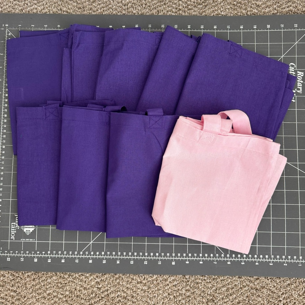 100% Cotton Tote Bags Pink Purple NWT 9 Total